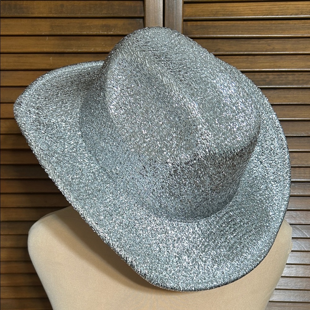NWOT Silver Metallic Glitter Women's Cowboy Hat Halloween Costume